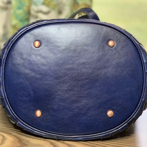 PATRICIA NASH Navy Leather Twisted Braid Mizzana Tote NWT - Picture 10 of 11